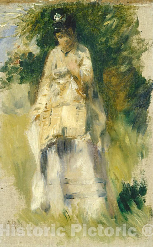 Art Print : Auguste Renoir, Woman Standing by a Tree, 1866 - Vintage Wall Art