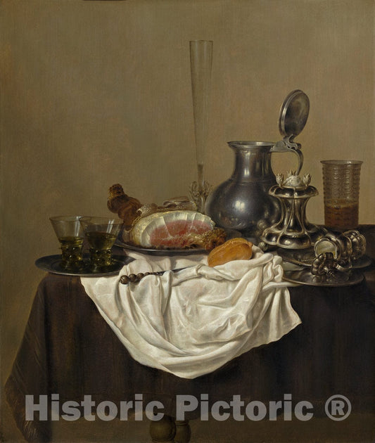 Art Print : Gerret Willemsz Heda, Still Life with Ham, 1650 - Vintage Wall Art