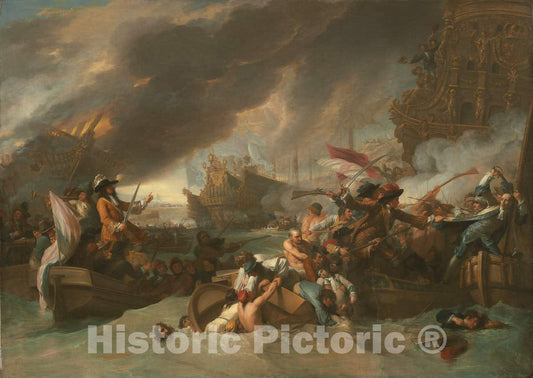 Art Print : Benjamin West, The Battle of La Hogue, c. 1778 - Vintage Wall Art