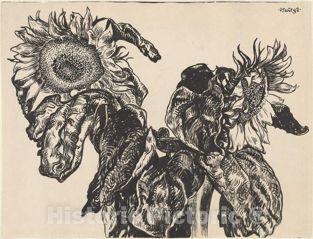 Art Print : Georges Lemmen, Sunflowers, 1892 - Vintage Wall Art
