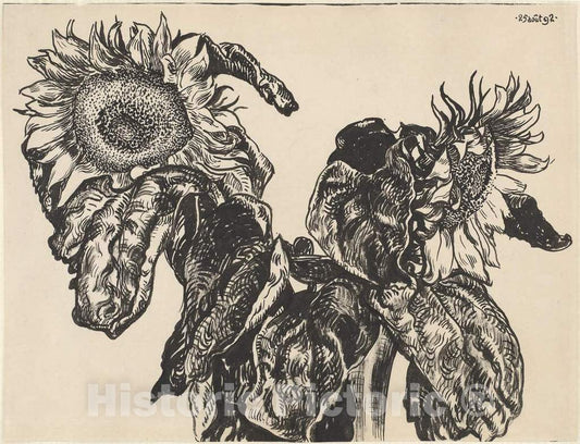 Art Print : Georges Lemmen, Sunflowers, 1892 - Vintage Wall Art