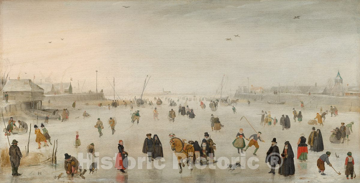 Art Print : Hendrick Avercamp, A Scene on The Ice, c. 1625 - Vintage Wall Art