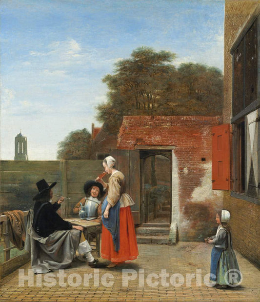Art Print : Pieter de Hooch, A Dutch Courtyard, c.1659 - Vintage Wall Art