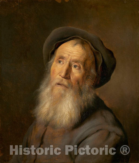 Art Print : Jan Lievens, Bearded Man with a Beret, c. 1630 - Vintage Wall Art