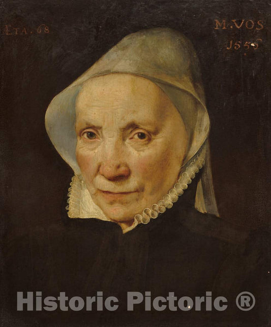Art Print : Maarten de VOS, Portrait of an Old Woman, 1556 - Vintage Wall Art