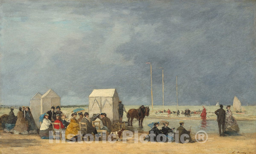 Art Print : EugÃ¨ne Boudin, Bathing Time at Deauville, 1865 - Vintage Wall Art