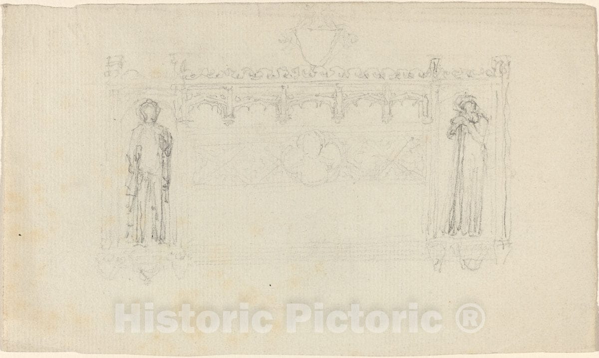 Art Print : John Flaxman, Design for a Monument - Vintage Wall Art