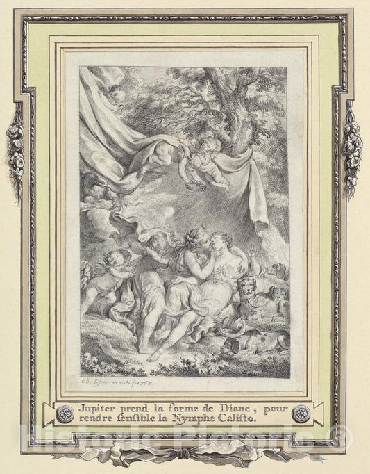 Art Print : Charles Eisen, Jupiter and Callisto, 1765 - Vintage Wall Art