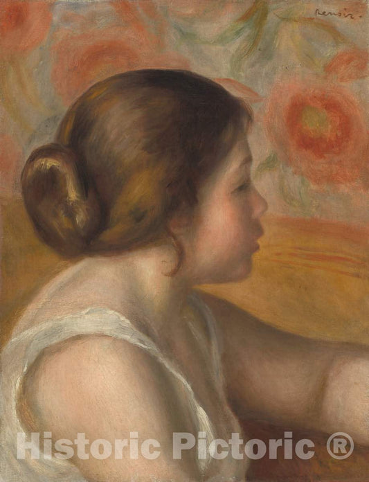 Art Print : Auguste Renoir, Head of a Young Girl, c. 1890 - Vintage Wall Art