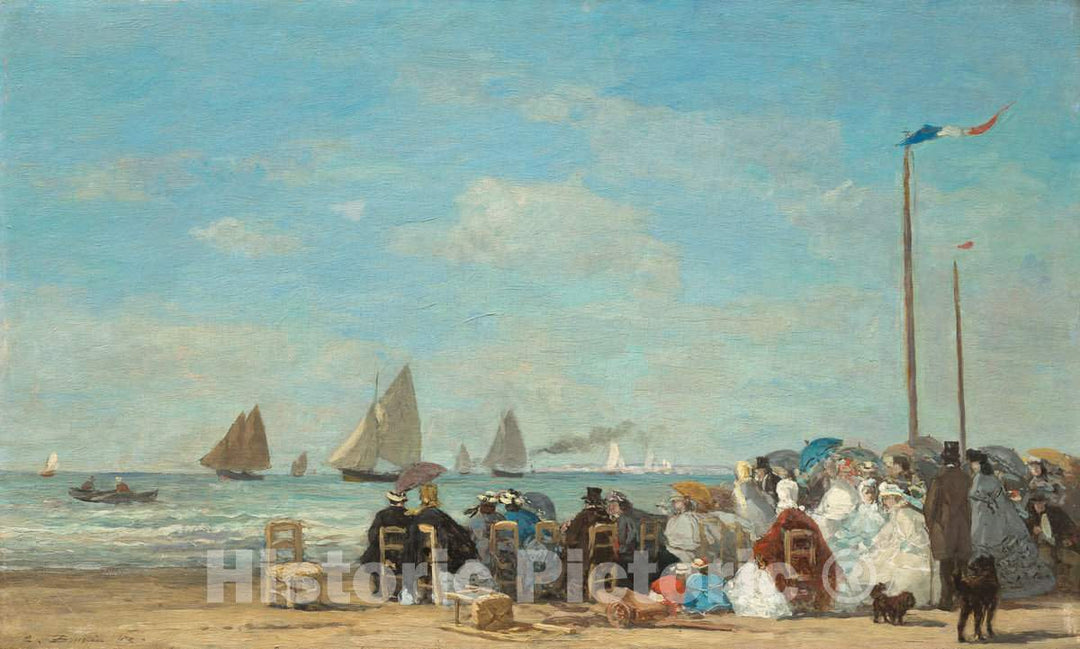 Art Print : EugÃ¨ne Boudin, Beach Scene at Trouville, 1863 - Vintage Wall Art