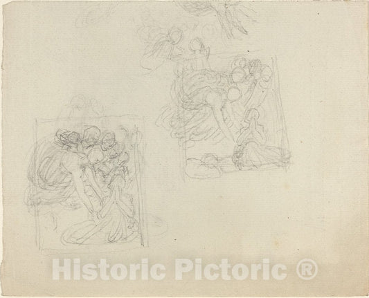 Art Print : John Flaxman, Sheet of Studies [Recto and Verso] - Vintage Wall Art