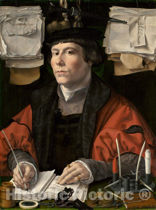 Art Print : Jan Gossaert, Portrait of a Merchant, c. 1530 - Vintage Wall Art