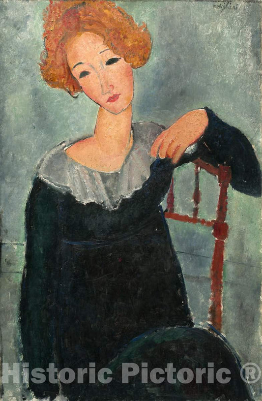 Art Print : Woman with Red Hair 1917,  Amedeo Modigliani -  Vintage Wall Art