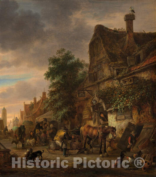Art Print : Isack Van Ostade, Workmen Before an Inn, 1645 - Vintage Wall Art