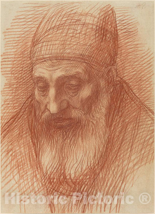 Art Print : Alphonse Legros, Head of a Priest - Vintage Wall Art