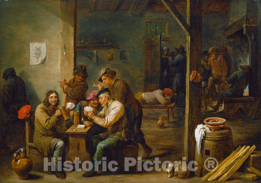 Art Print : David Teniers The Younger, Tavern Scene, 1658 - Vintage Wall Art
