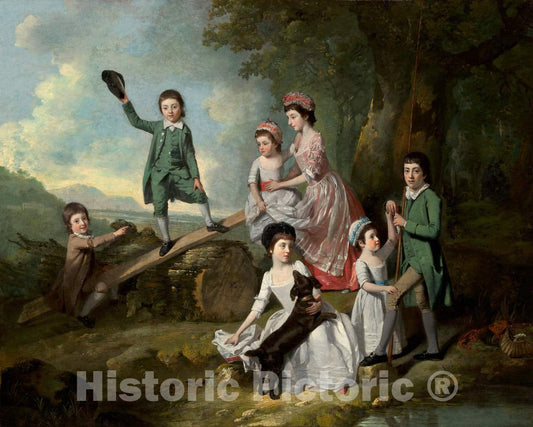 Art Print : Johann Zoffany, The Lavie Children, c. 1770 - Vintage Wall Art