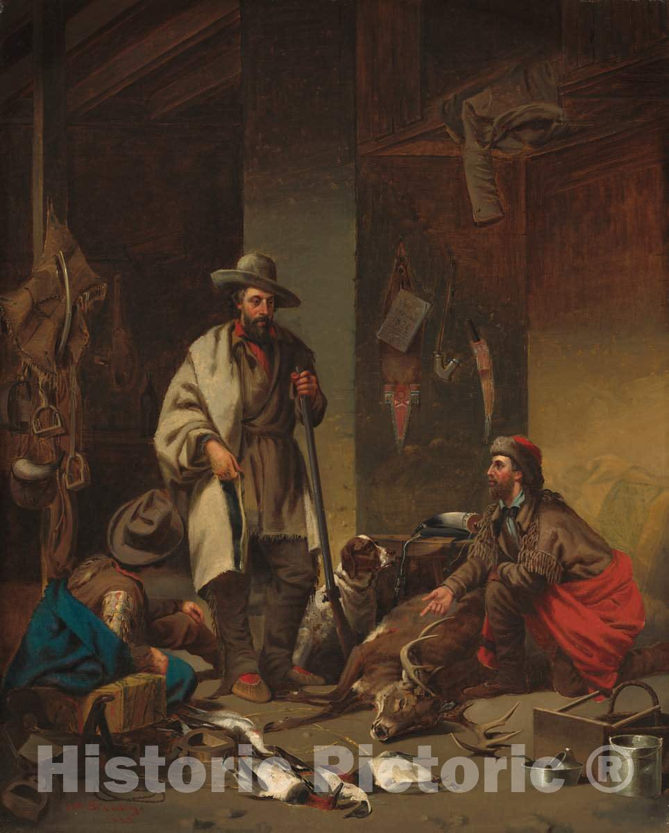 Art Print : John Mix Stanley, The Trapper's Cabin, 1858 - Vintage Wall Art