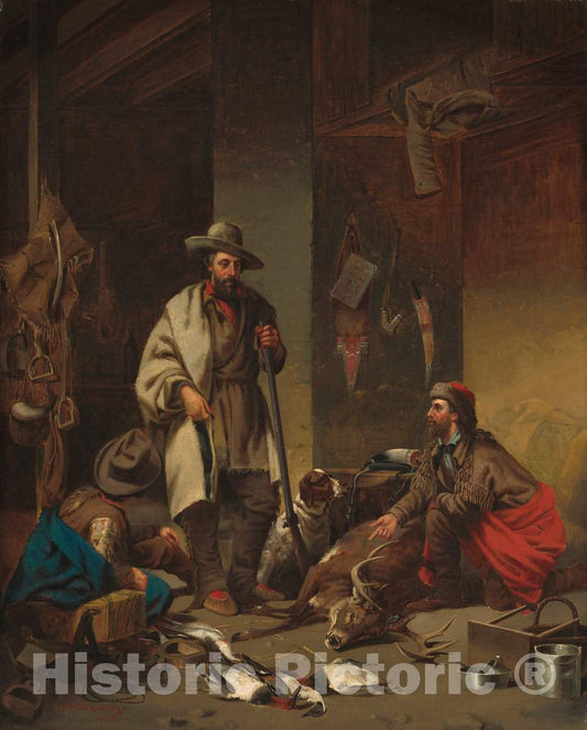 Art Print : John Mix Stanley, The Trapper's Cabin, 1858 - Vintage Wall Art