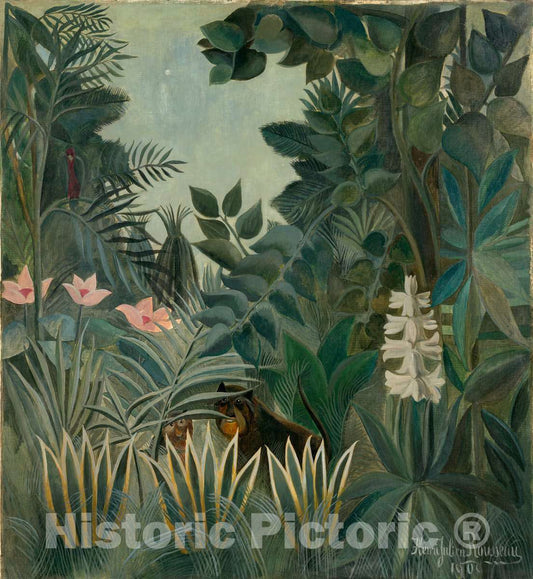 Art Print : Henri Rousseau, The Equatorial Jungle, 1909 - Vintage Wall Art