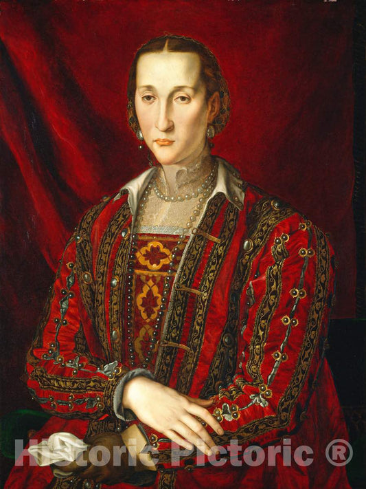 Art Print : Agnolo Bronzino, Eleonora di Toledo, c. 1560 - Vintage Wall Art