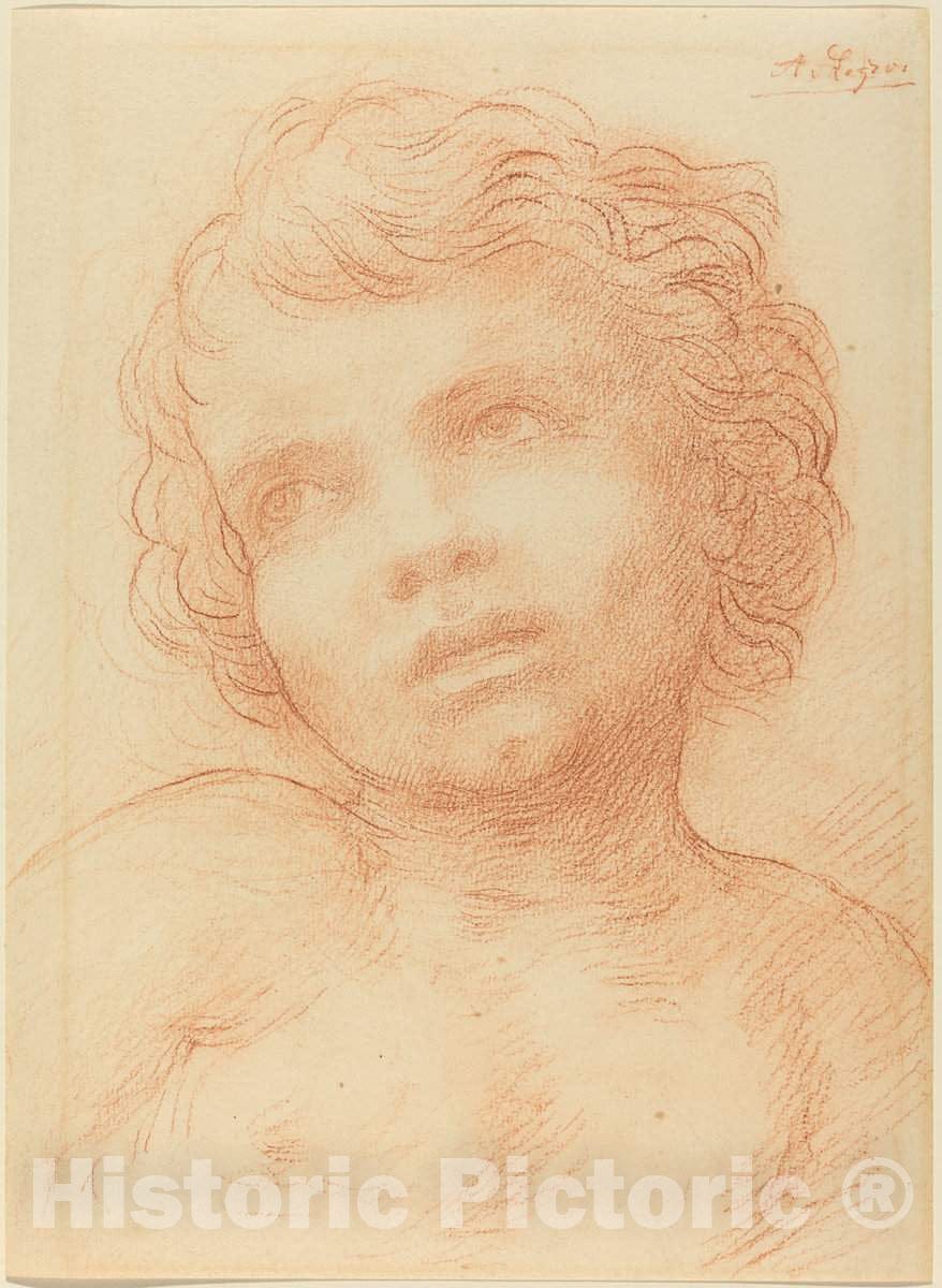 Art Print : Alphonse Legros, Head of a Child - Vintage Wall Art