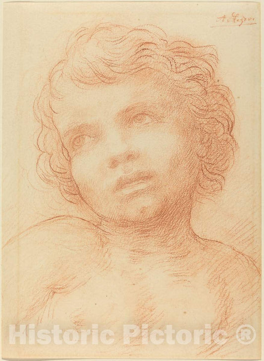 Art Print : Alphonse Legros, Head of a Child - Vintage Wall Art