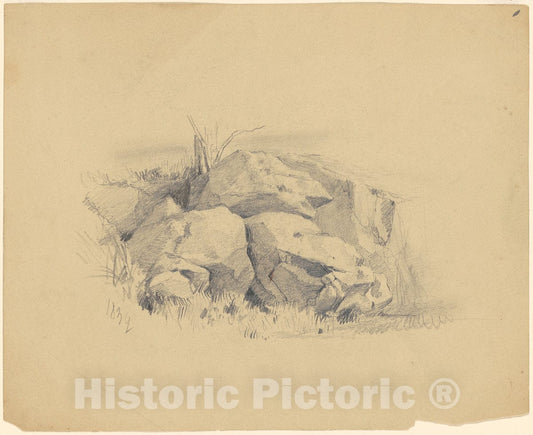 Art Print : Clonney, Rocks, 1839 - Vintage Wall Art