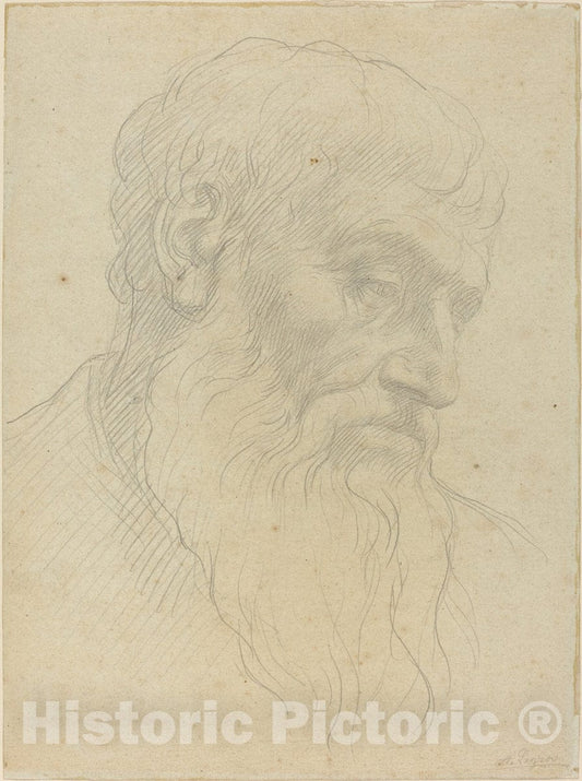 Art Print : Alphonse Legros, Study of a Head - Vintage Wall Art