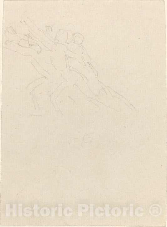 Art Print : John Flaxman, Running Figures with Arms Raised - Vintage Wall Art