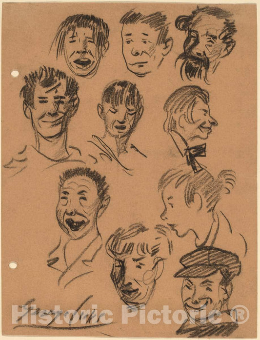 Art Print : George LUKS, Ten Heads, c. 1905 - Vintage Wall Art