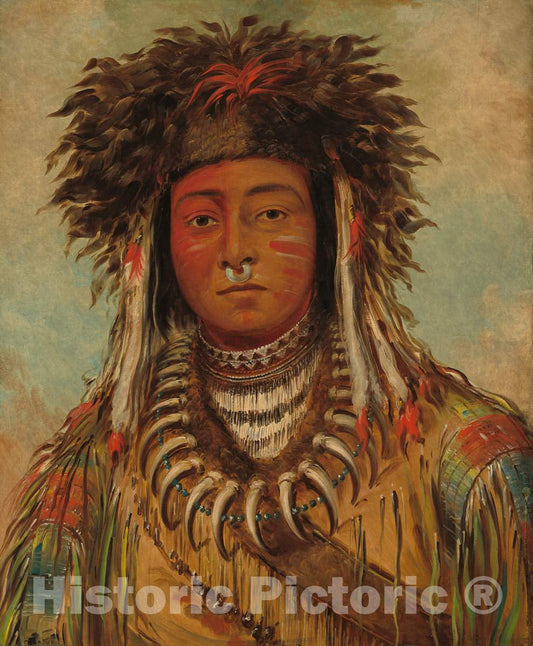 Art Print : George CATLIN, Boy Chief - Ojibbeway, 1843 - Vintage Wall Art