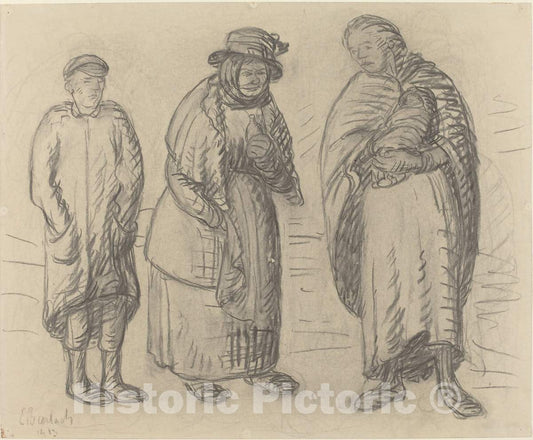 Art Print : Ernst Barlach, Three Figures, 1913 - Vintage Wall Art