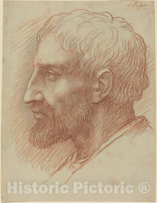 Art Print : Alphonse Legros, Head of a Man - Vintage Wall Art