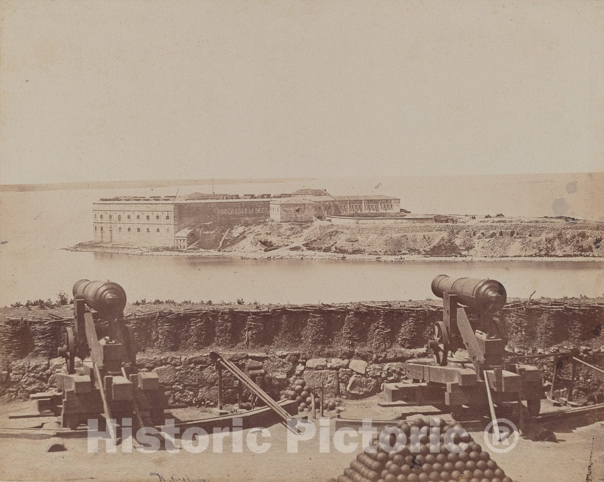 Art Print : James Robertson, Gun Battery, 1855-1856 - Vintage Wall Art