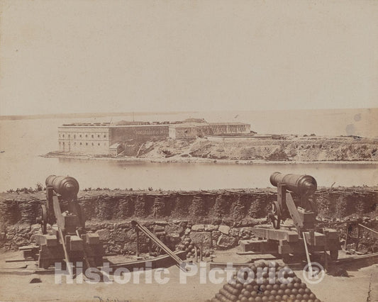 Art Print : James Robertson, Gun Battery, 1855-1856 - Vintage Wall Art
