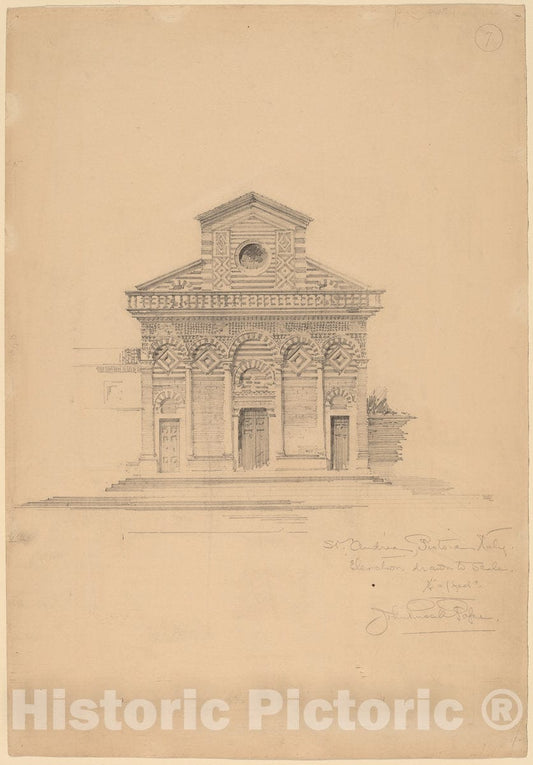Art Print : John Russell Pope, St. Andrea, Pistoia, c. 1896 - Vintage Wall Art