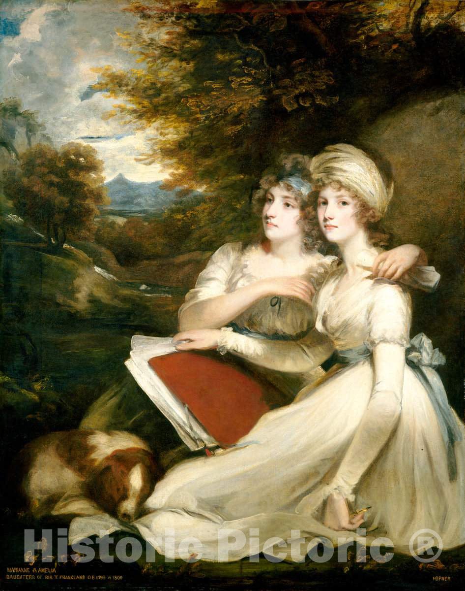 Art Print : John Hoppner, The Frankland Sisters, 1795 - Vintage Wall Art