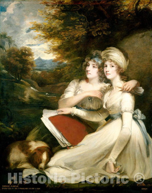 Art Print : John Hoppner, The Frankland Sisters, 1795 - Vintage Wall Art