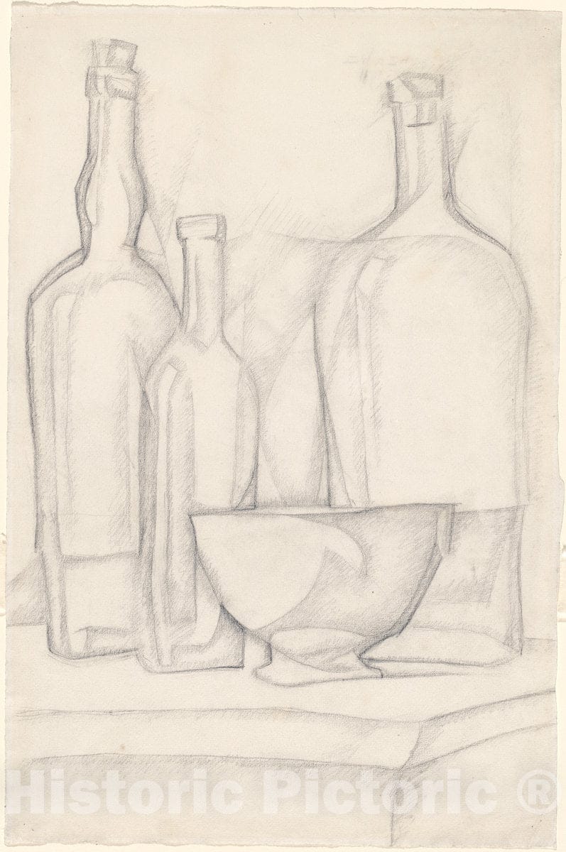 Art Print : Juan Gris, Bottles and Bowl, 1911 - Vintage Wall Art
