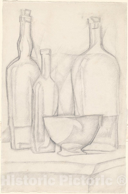 Art Print : Juan Gris, Bottles and Bowl, 1911 - Vintage Wall Art