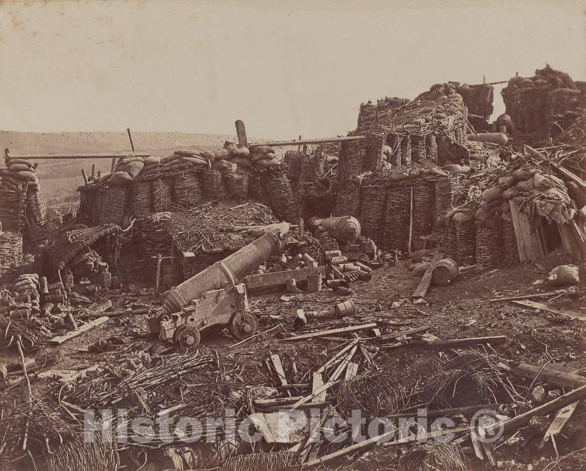 Art Print : James Robertson, Gun Battery, 1855-1856 - Vintage Wall Art