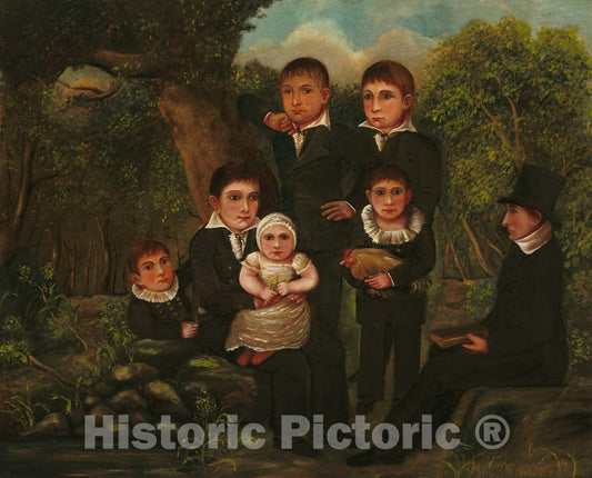 Art Print : J. H, Abraham Clark and His Children, 1822 - Vintage Wall Art