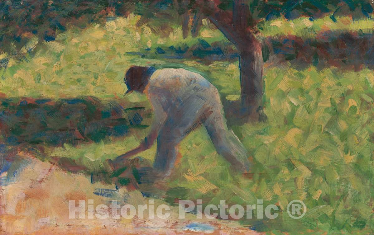 Art Print : Georges Seurat, Peasant with a Hoe, c. 1882 - Vintage Wall Art