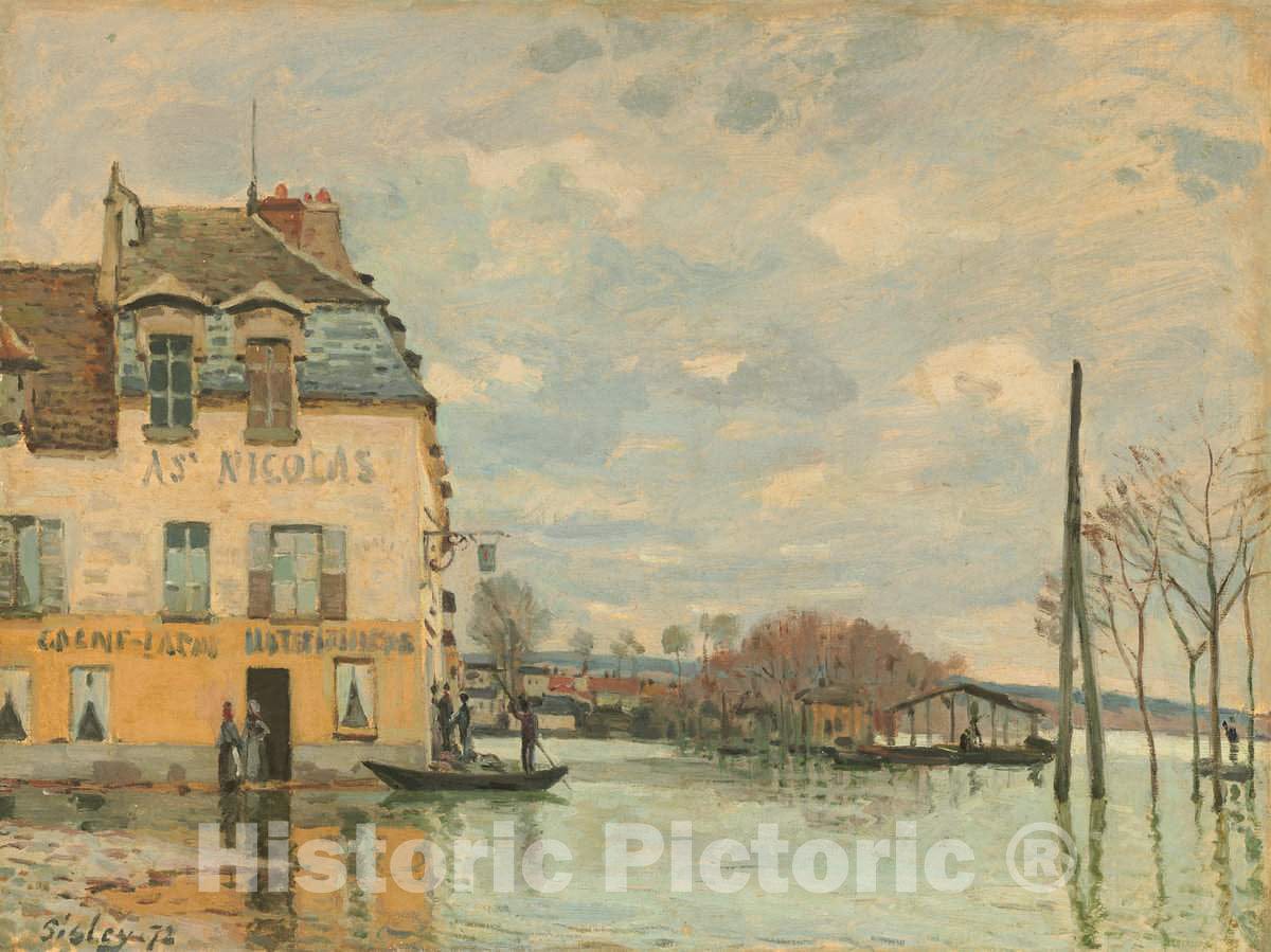 Art Print : Alfred Sisley, Flood at Port-Marly, 1872 - Vintage Wall Art