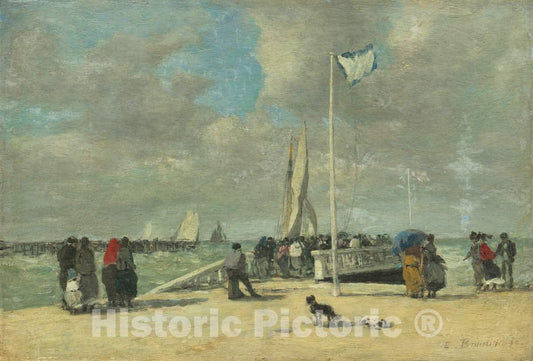 Art Print : EugÃ¨ne Boudin, On The Jetty, c.1870 - Vintage Wall Art