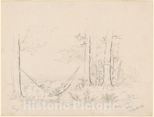 Art Print : James Wells Champney, Camp, 1862 - Vintage Wall Art