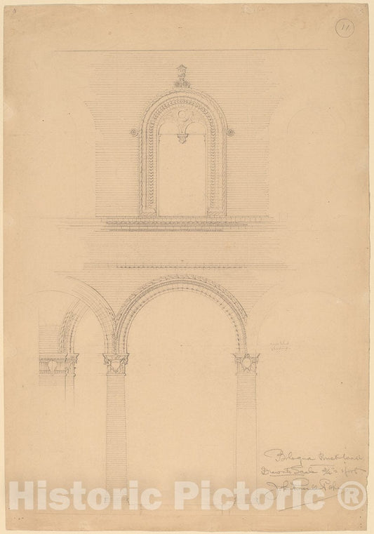 Art Print : John Russell Pope, Bologna Brick Wall, c. 1896 - Vintage Wall Art