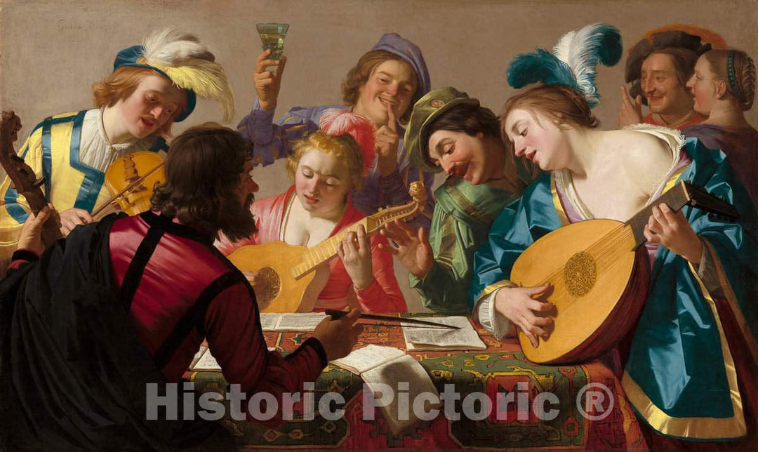 Art Print : Gerrit Van Honthorst, The Concert, 1623 - Vintage Wall Art
