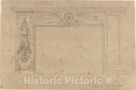 Art Print : John Flaxman, Design for a Chimney - Vintage Wall Art